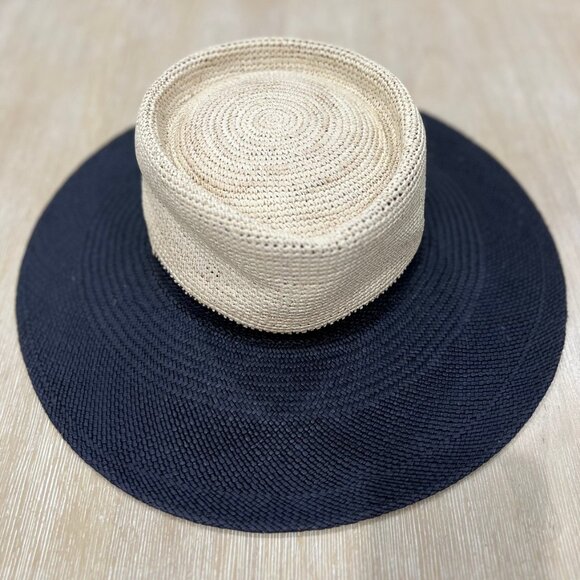 Greenpacha Solana Unisex Sun Panama Hat Black/Natural Color Straw Size M New - Picture 3 of 12